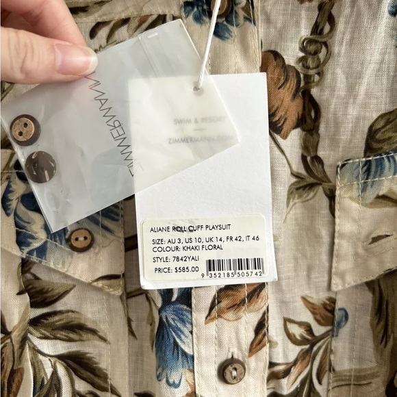 Zimmermann Aliane Floral Belted Linen Romper NWT - Picture 4 of 7